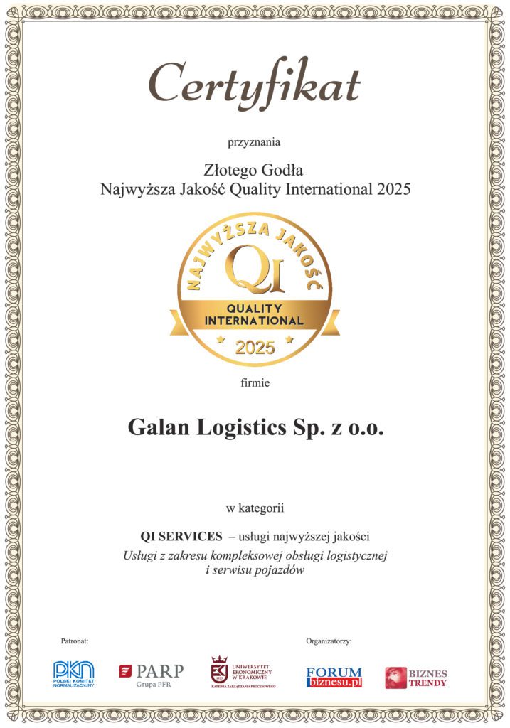 Najwyższa Jakość Quality International Galan Logistics